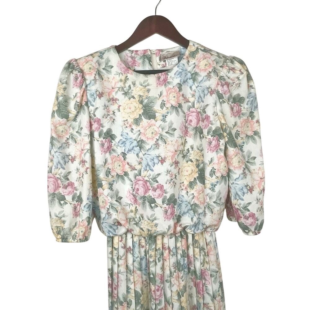 Vintage 80s Womens Dress Sz 8 Cottage Granny Hipster Grunge‎ Spring Floral Twee - Picture 4 of 10